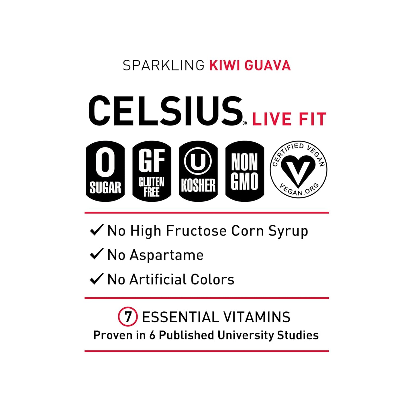 CELSIUS Sparkling Kiwi Guava – Essential Energy Drink, 12 Fl Oz (Pack of 12)
